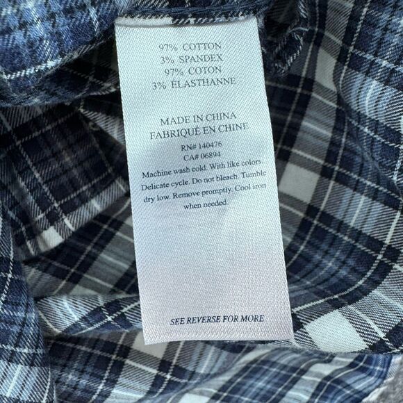 Faherty Mens Plaid Long Sleeve Button Up Shirt Size XXL Blue Lightweight Preppy - Picture 7 of 9